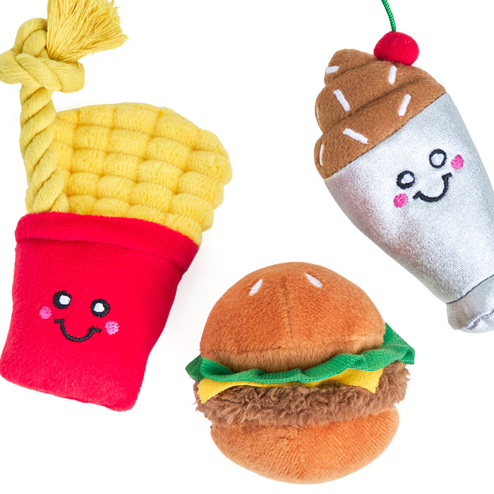 ZippyPaws Miniz 3-Pack - Fast Foods