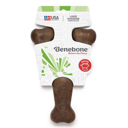 Benebone Wishbone Bacon Chew Toy - For Large Dogs