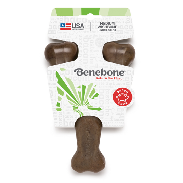 Benebone Wishbone Bacon Chew Toy - For Medium Dogs