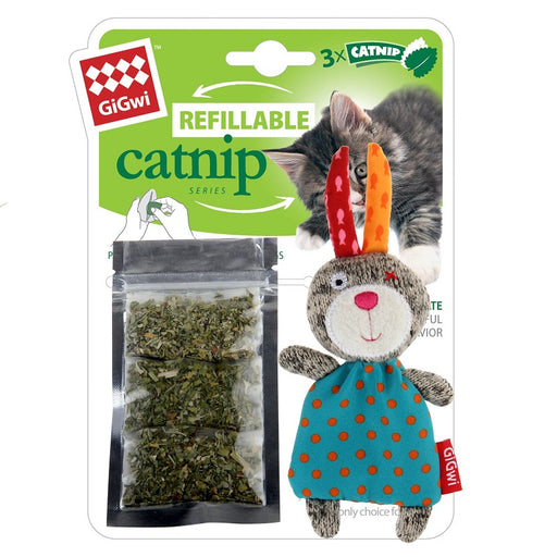 GiGWi Cat Toy - Refillable Catnip Rabbit