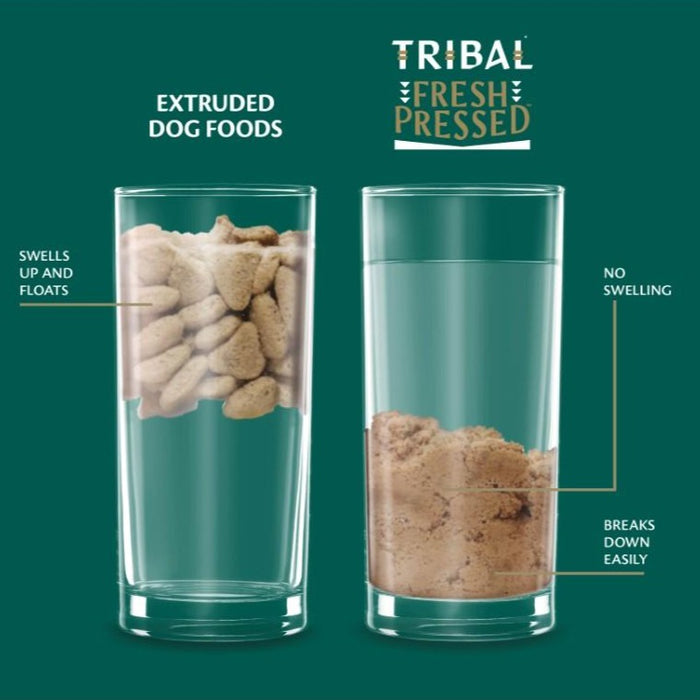 The key benefits of cold pressed dog food are no bloating or swelling