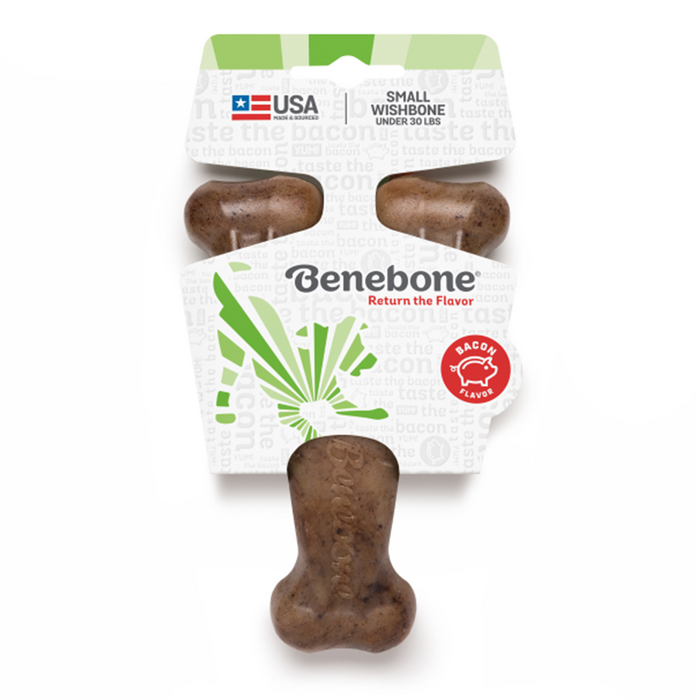 Benebone Wishbone Bacon Chew Toy - For Small Dogs